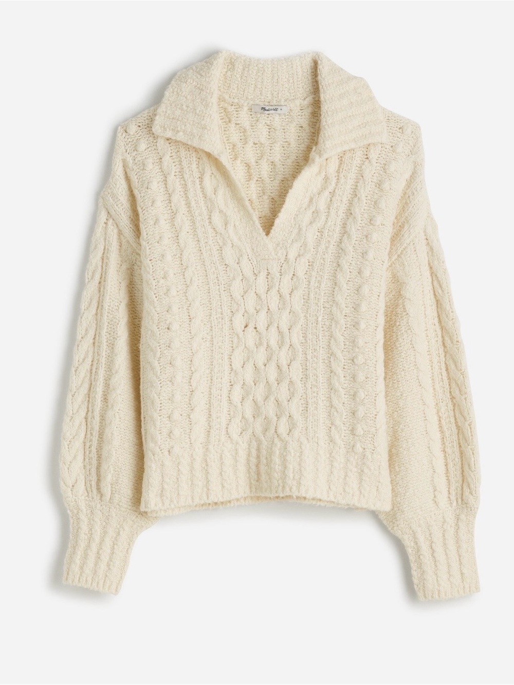 Madewell - Cotton Merino Wool Cable Knit Sweater -Size Small